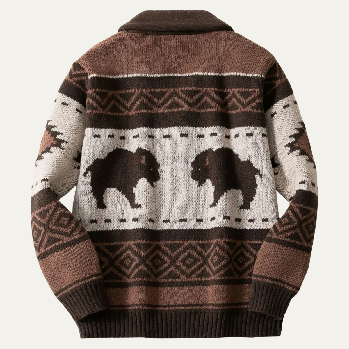 The St Andrews - Cardigan d'Hiver Rétro à Motif Buffalo pour Hommes