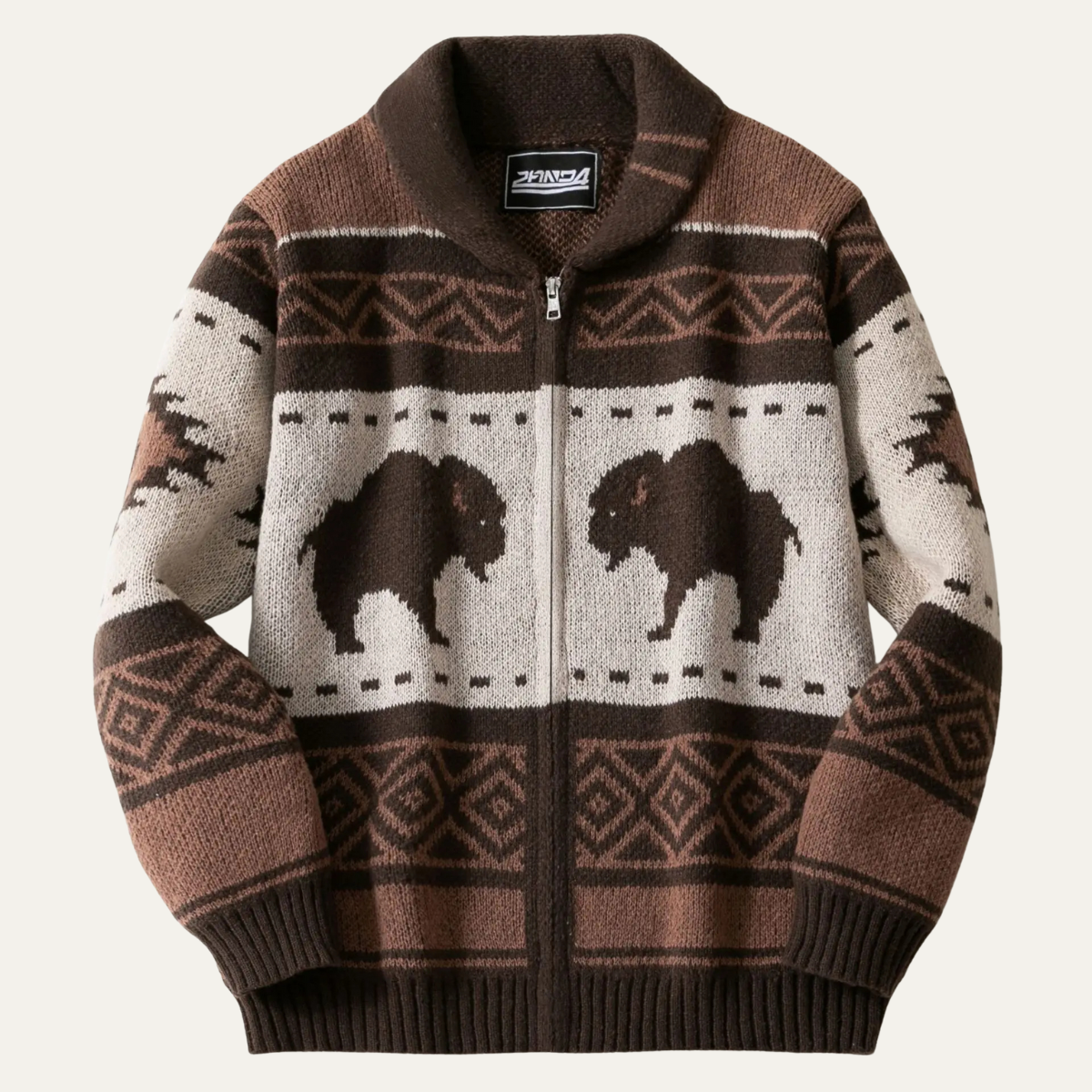 The St Andrews - Cardigan d'Hiver Rétro à Motif Buffalo pour Hommes