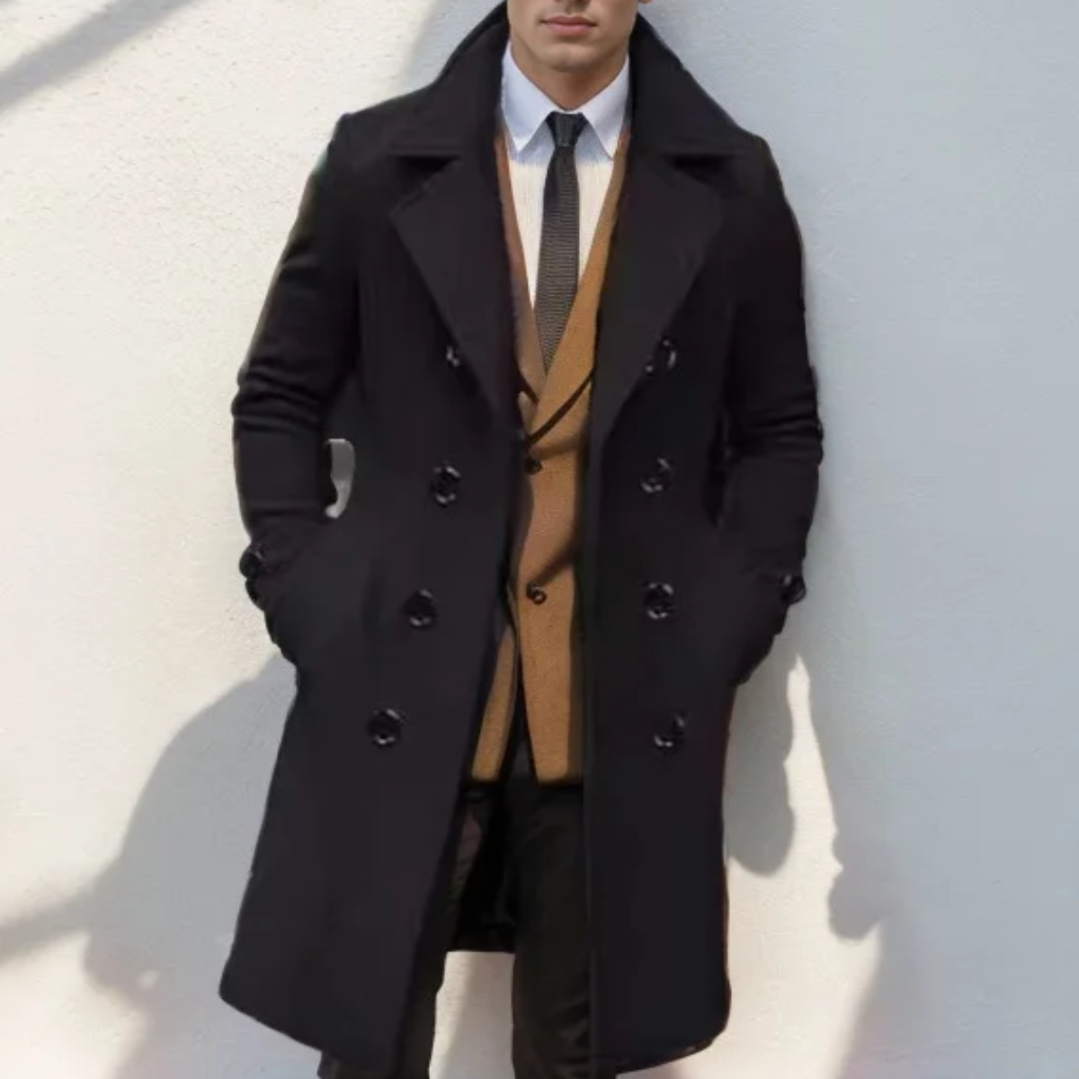 The Prescott - Manteau long à double boutonnage en laine mélangée pour homme