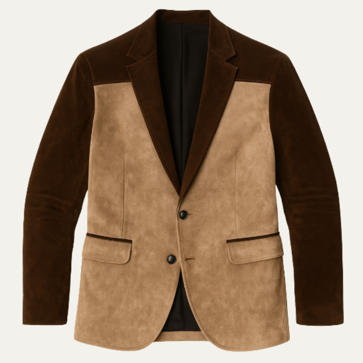 The Gubbio - Blazer Chic en Velours à Panneaux Contrastés pour Hommes