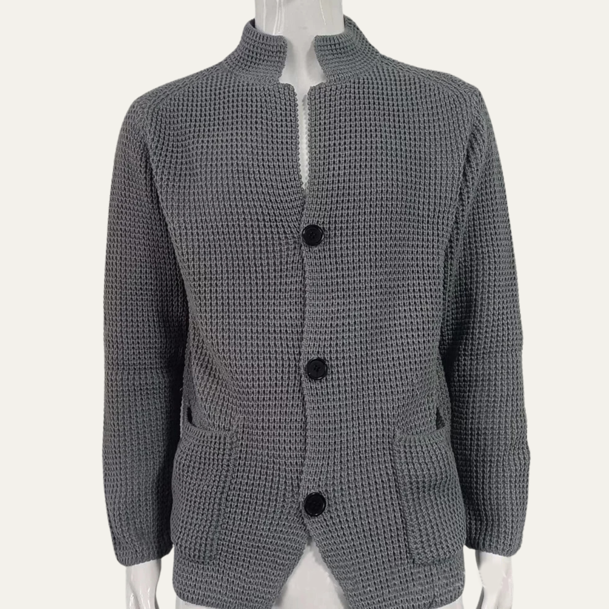 The Whitfield - Cardigan Boutonné Trandy à Col Montant pour Homme