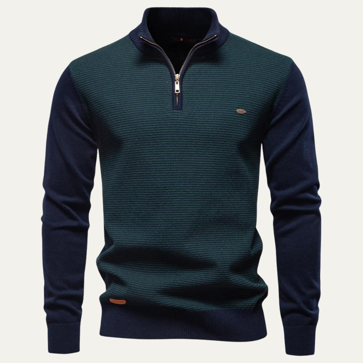 The Oban - Pull d'Hiver Tricoté à Col Zippé pour Homme
