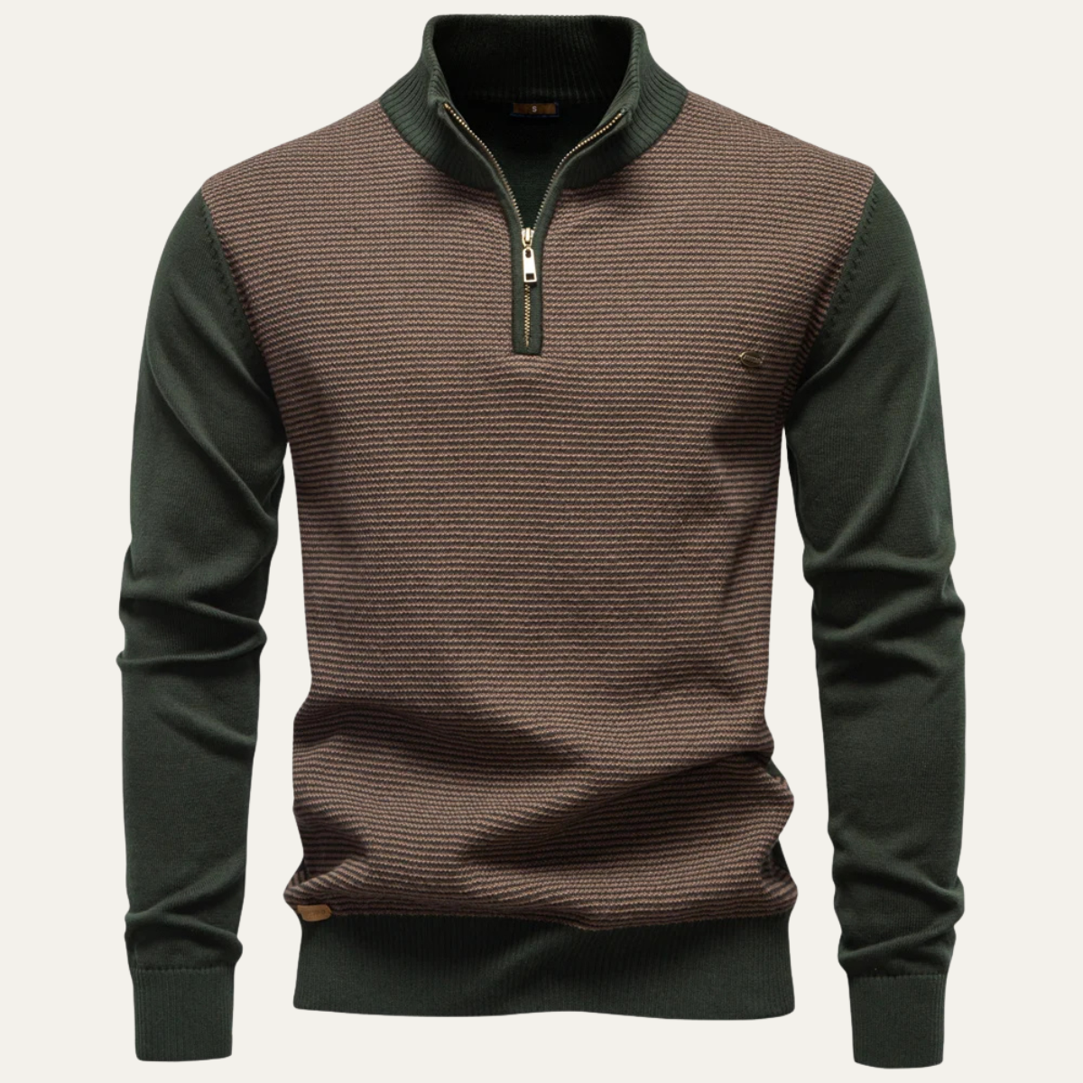 The Oban - Pull d'Hiver Tricoté à Col Zippé pour Homme