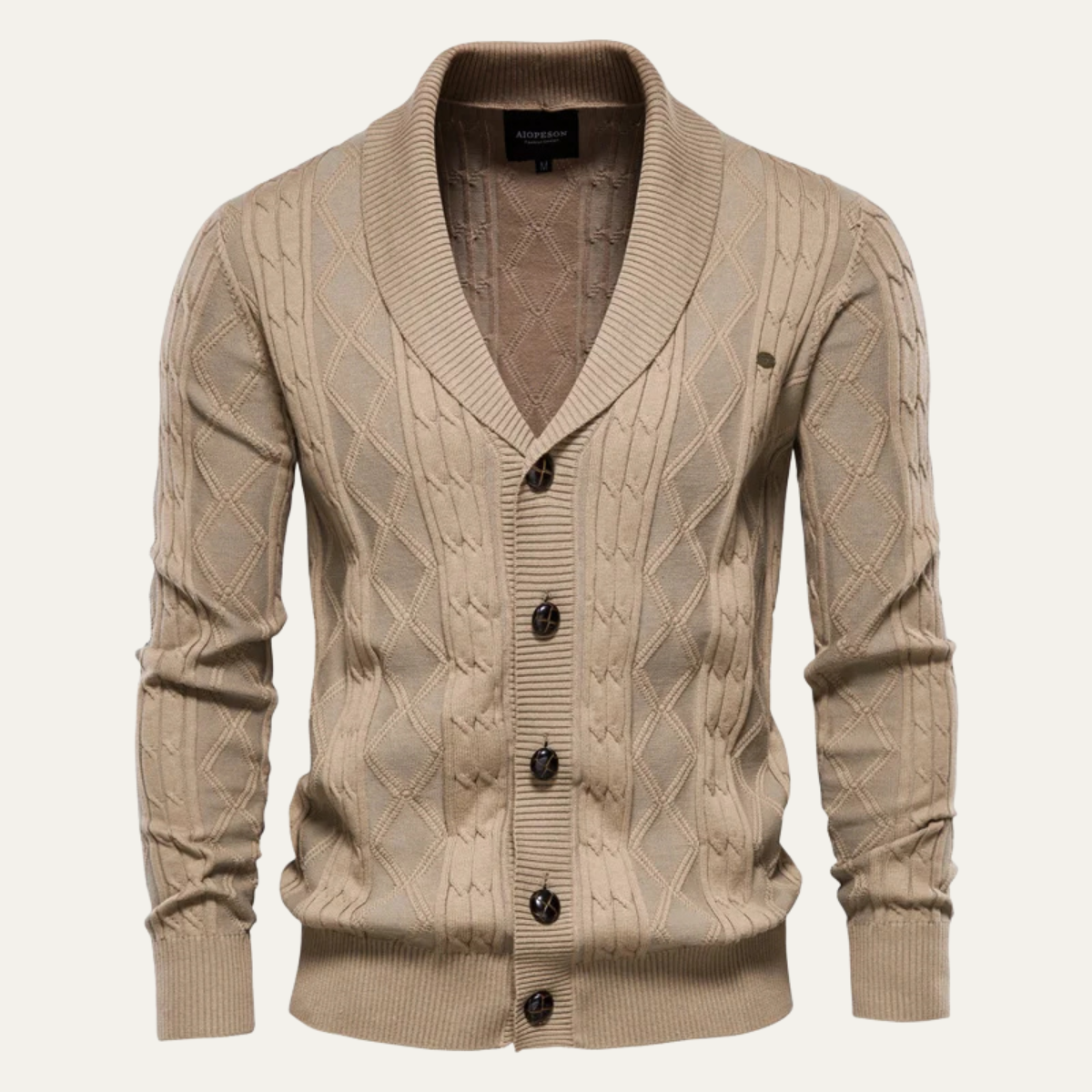 The Brecon - Cardigan à boutons en maille torsadée pour homme