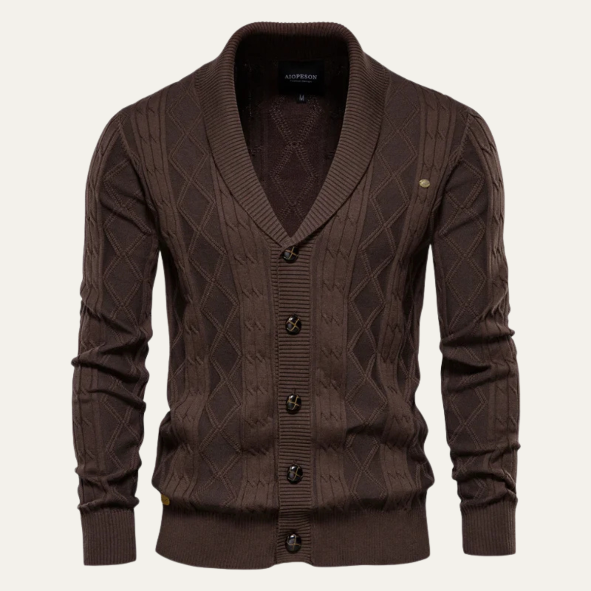 The Brecon - Cardigan à boutons en maille torsadée pour homme