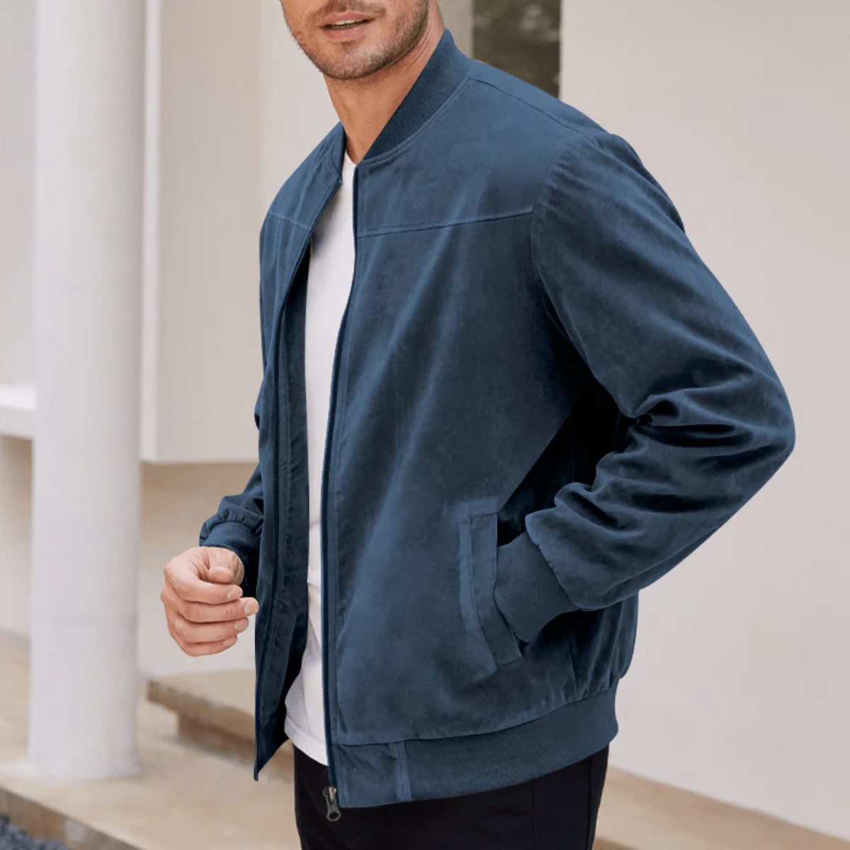 The SoHo Blouson aviateur vintage décontracté en daim pour homme