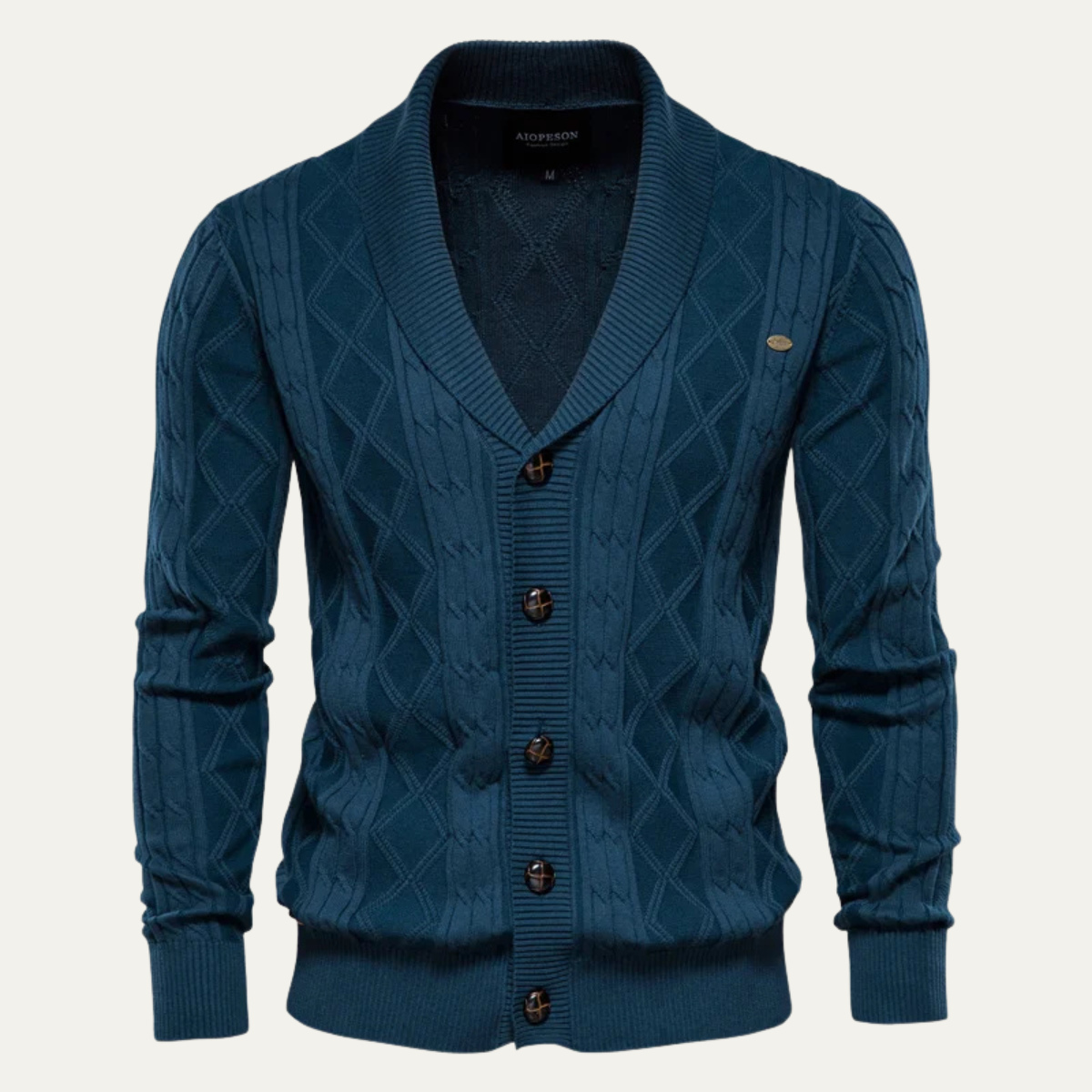 The Brecon - Cardigan à boutons en maille torsadée pour homme