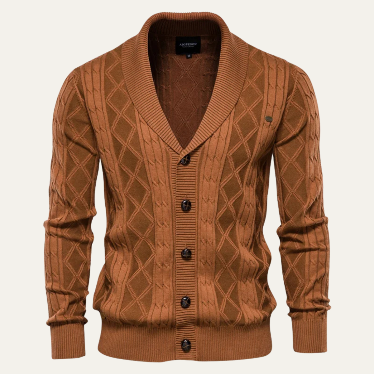 The Brecon - Cardigan à boutons en maille torsadée pour homme