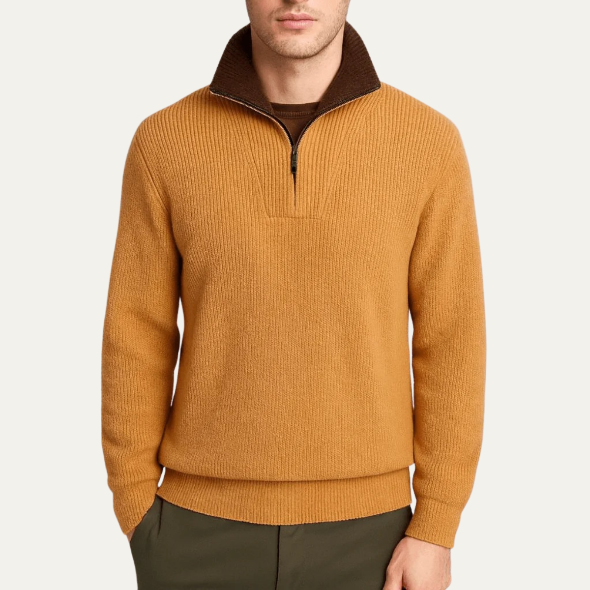 The Wendover Pull Tricoté à Col Zippé Quart pour Homme