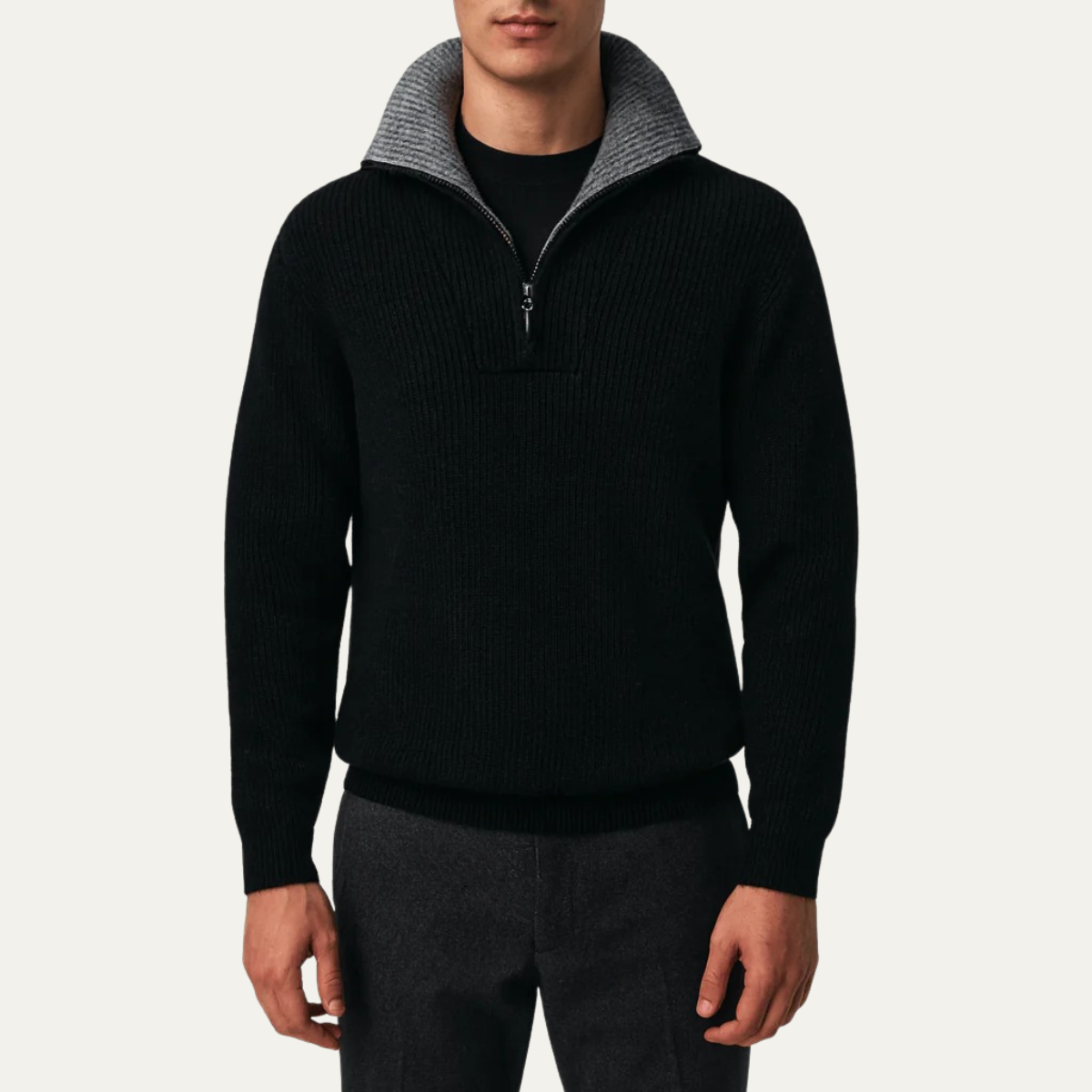 The Wendover Pull Tricoté à Col Zippé Quart pour Homme