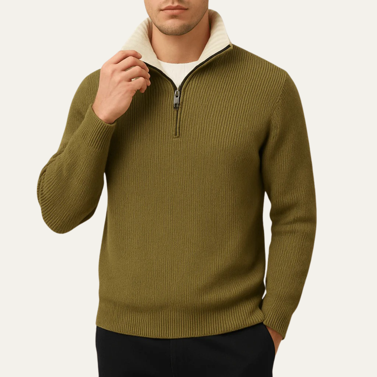 The Wendover Pull Tricoté à Col Zippé Quart pour Homme
