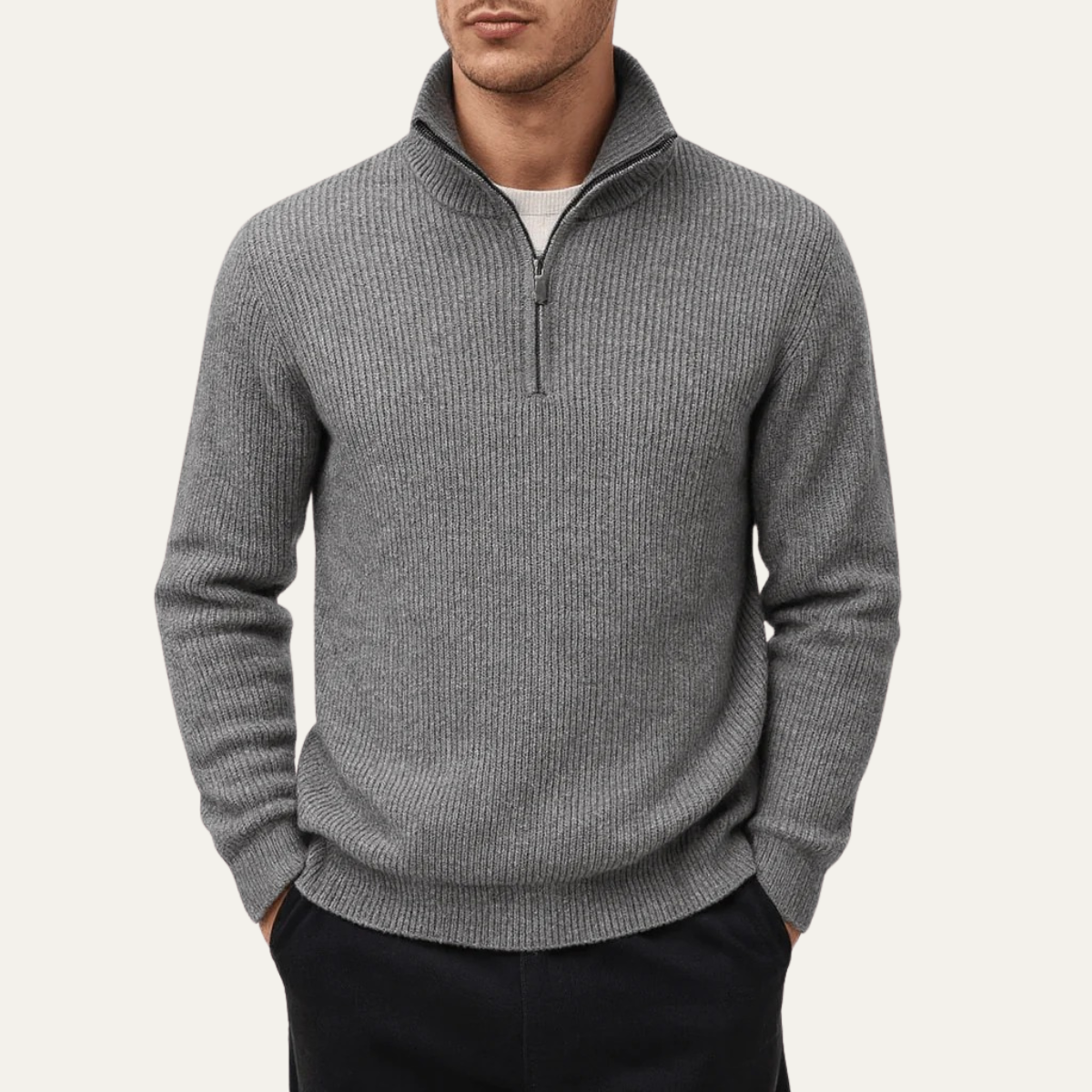 The Wendover Pull Tricoté à Col Zippé Quart pour Homme
