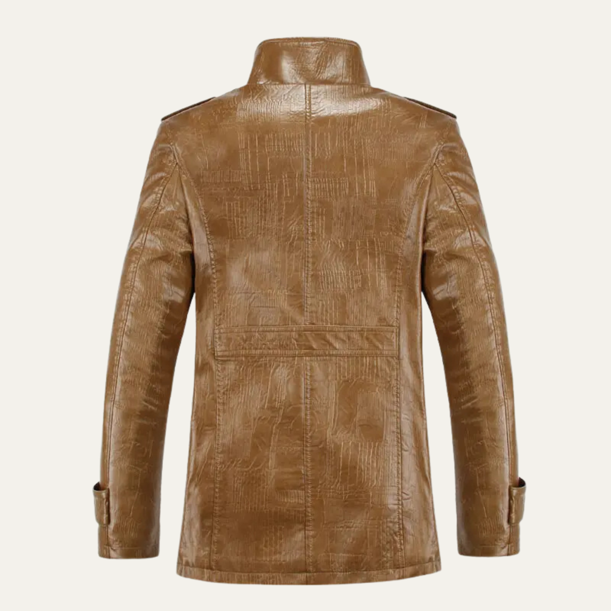 The La Spezia - Veste d'hiver en cuir pour homme, doublée polaire chaude, avec col montant