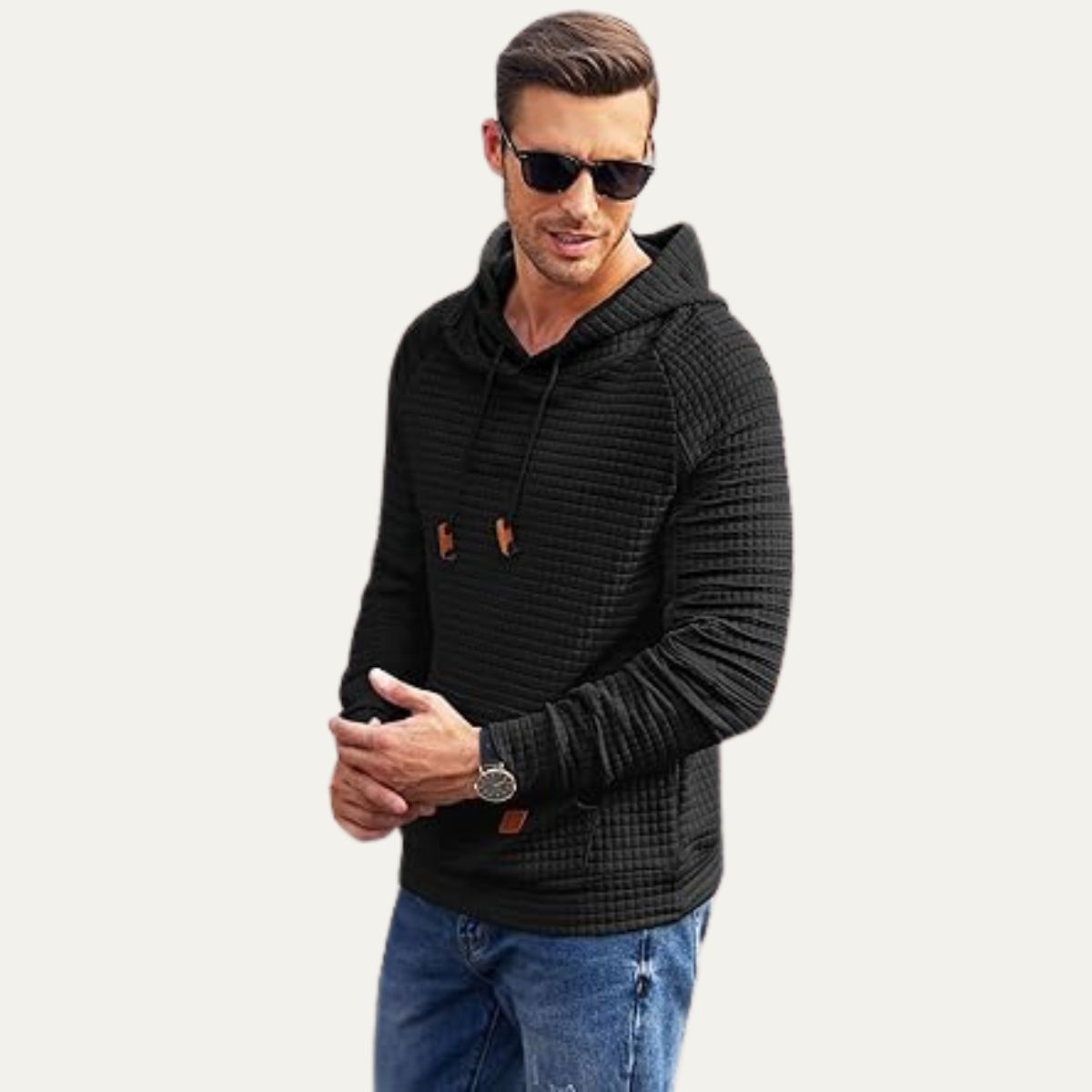 The Manarola - Sweat à capuche léger en maille gaufrée pour homme