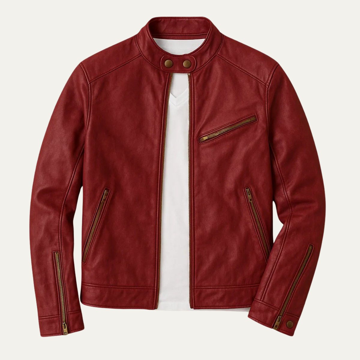 The Malmesbury Veste de motard classique en cuir pour homme