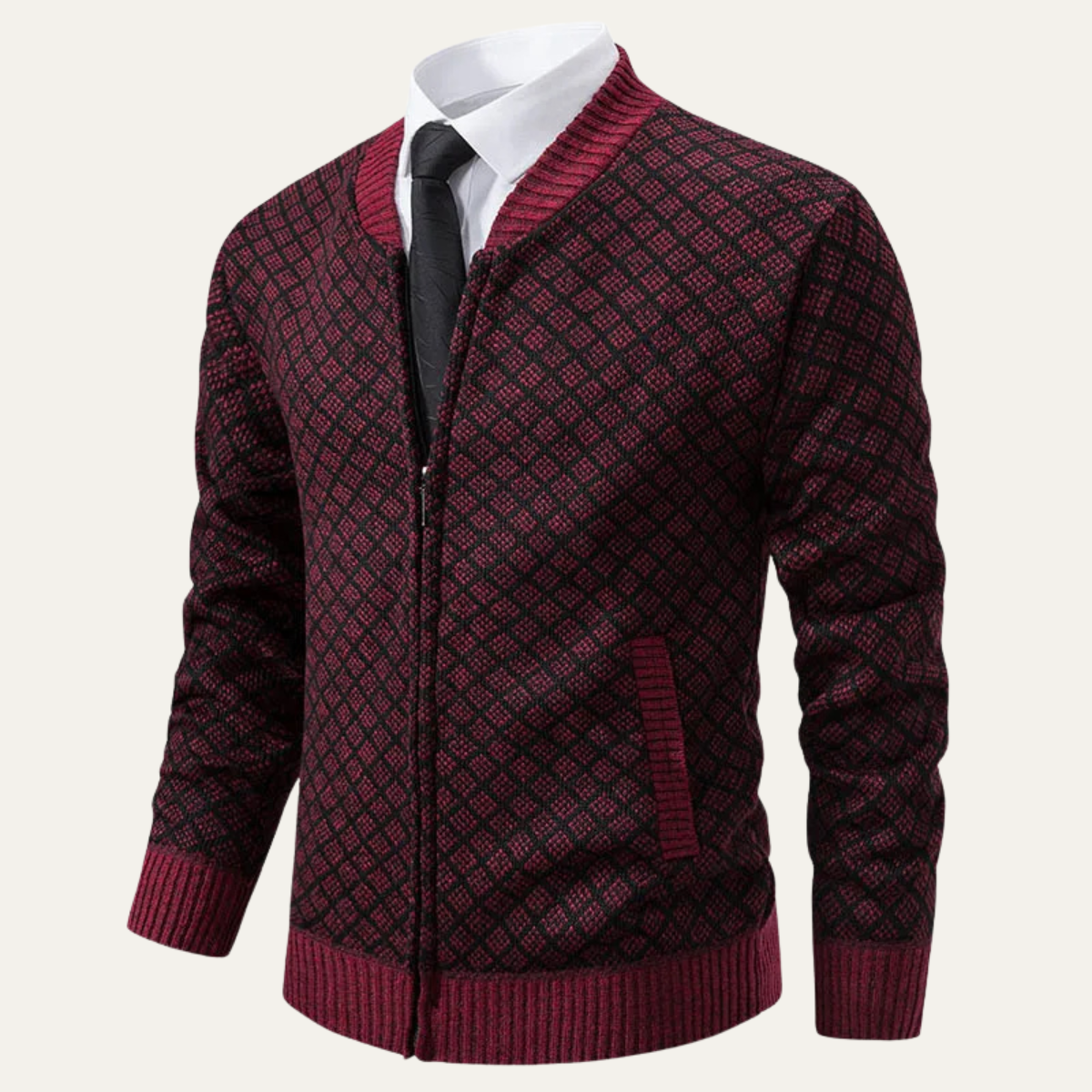 The Bibbona – Cardigan Tricotée Zippée à Motifs Homme