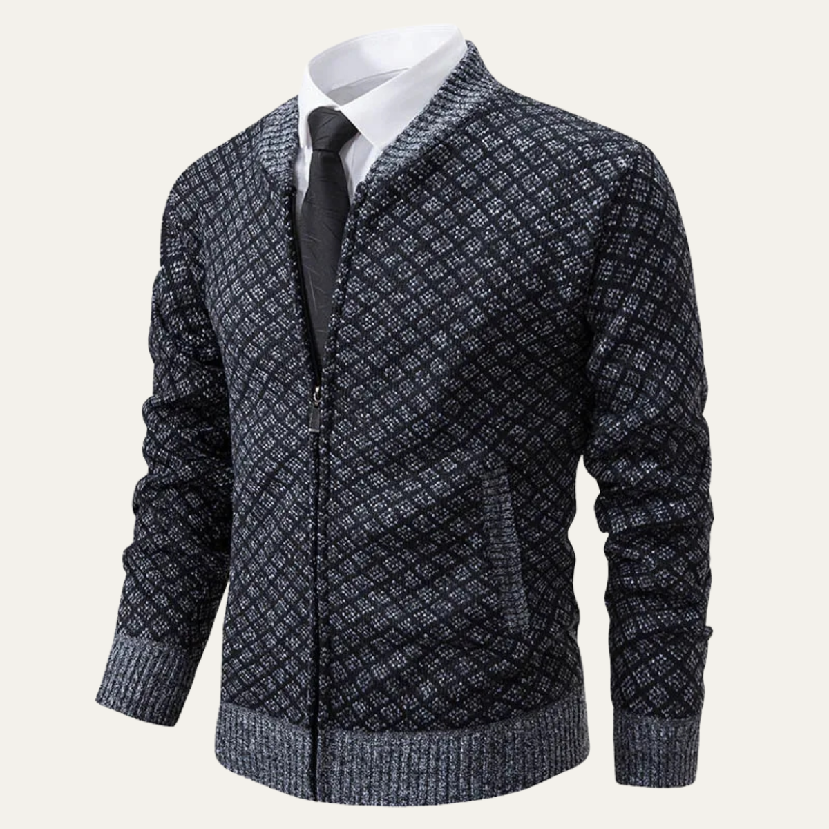 The Bibbona – Cardigan Tricotée Zippée à Motifs Homme