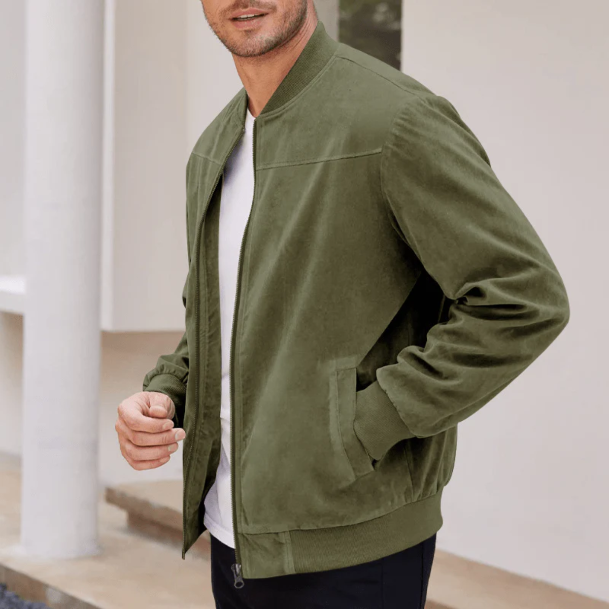 The SoHo Blouson aviateur vintage décontracté en daim pour homme