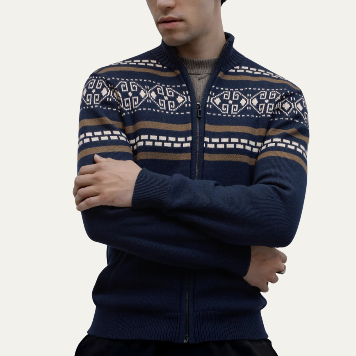 Le Cardigan d'Hiver Zippé en Tricot à Motifs pour Hommes Chepstow