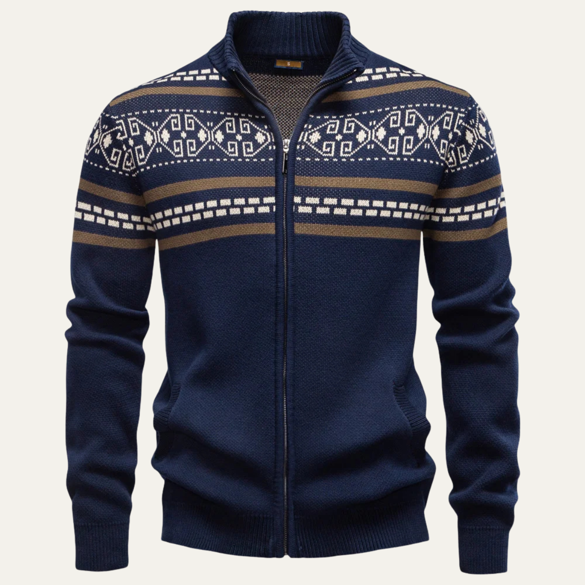 Le Cardigan d'Hiver Zippé en Tricot à Motifs pour Hommes Chepstow