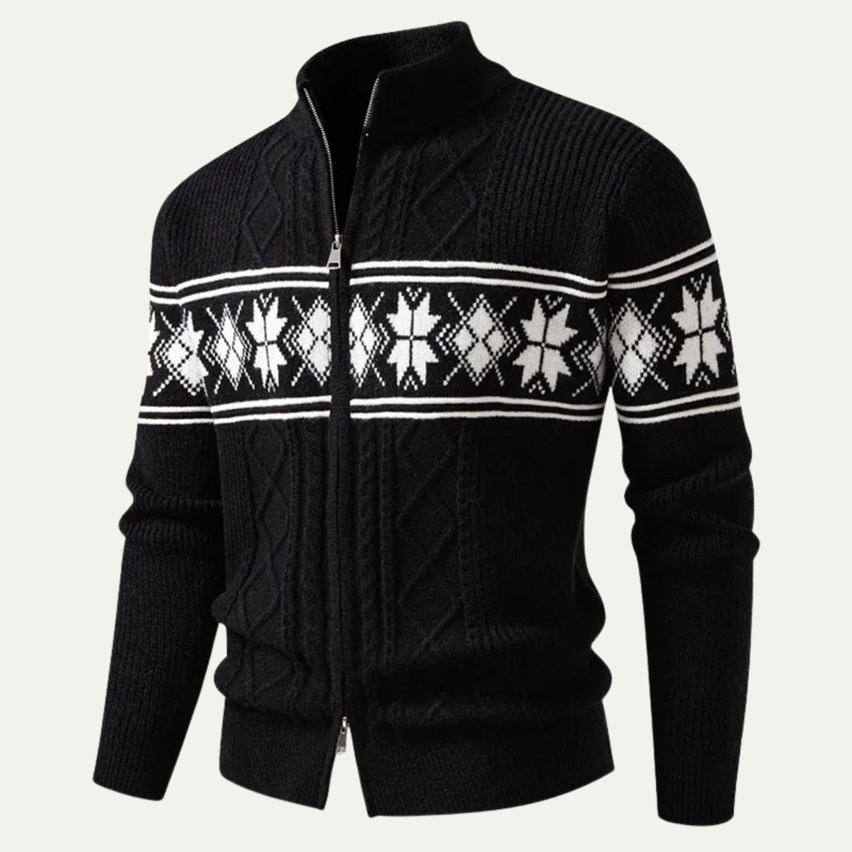 The Cisternino – Cardigan Zippé Motif Nordique Homme