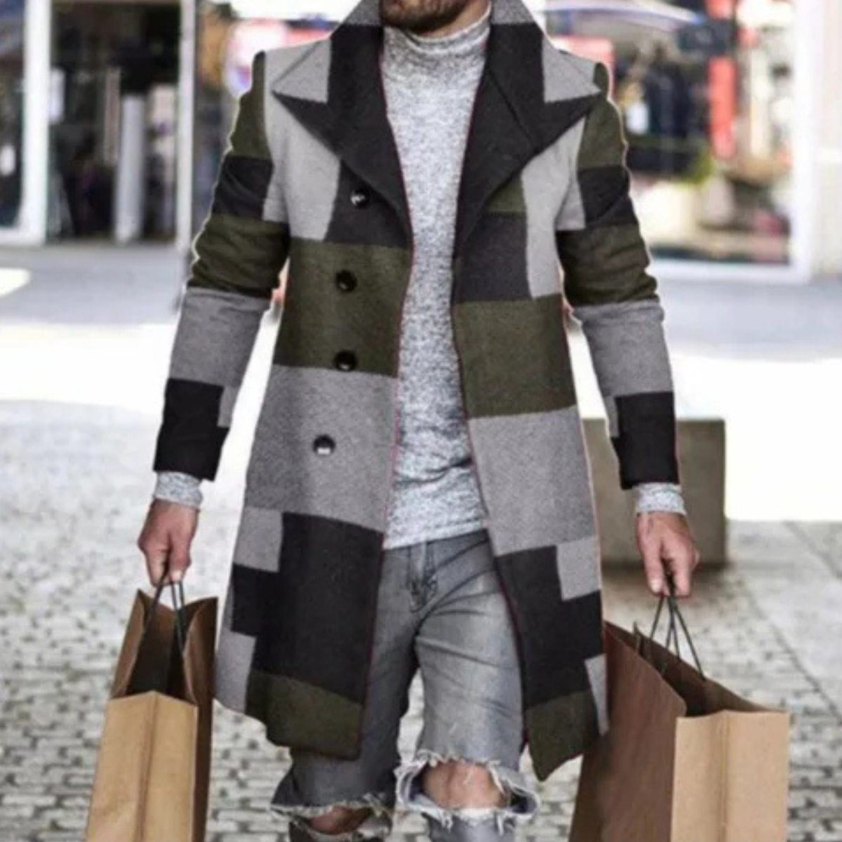 The Briarcliff - Veste d'Hiver Longue à Carreaux pour Homme