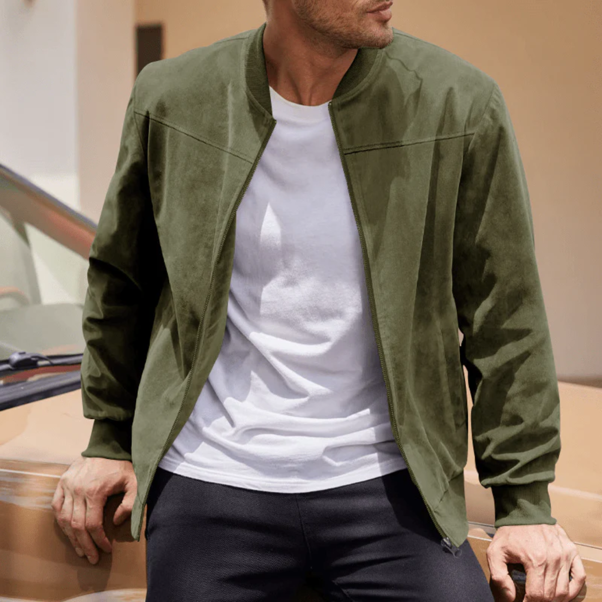 The SoHo Blouson aviateur vintage décontracté en daim pour homme