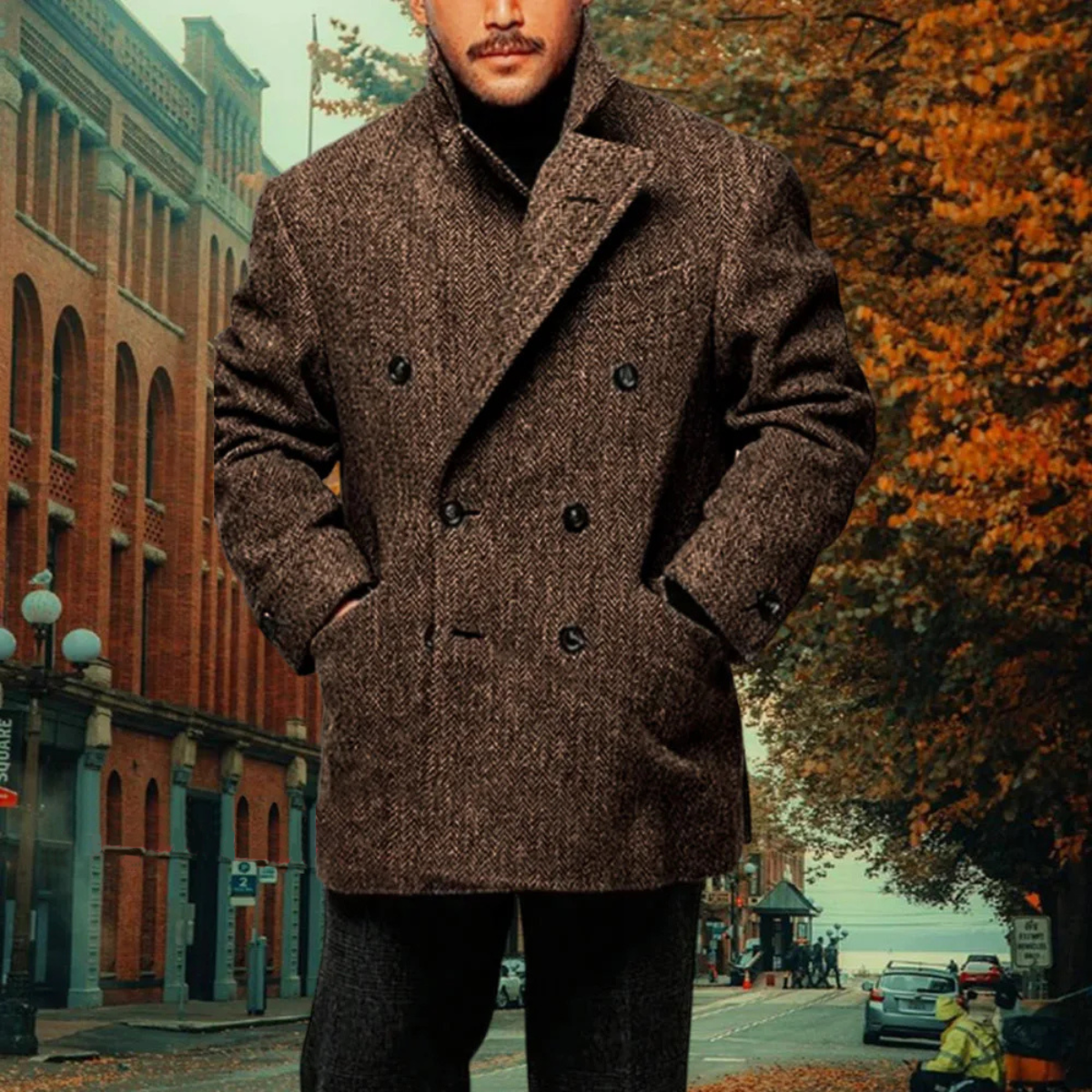 The Ashton - Blazer d'hiver vintage à double boutonnage en laine mélangée pour homme