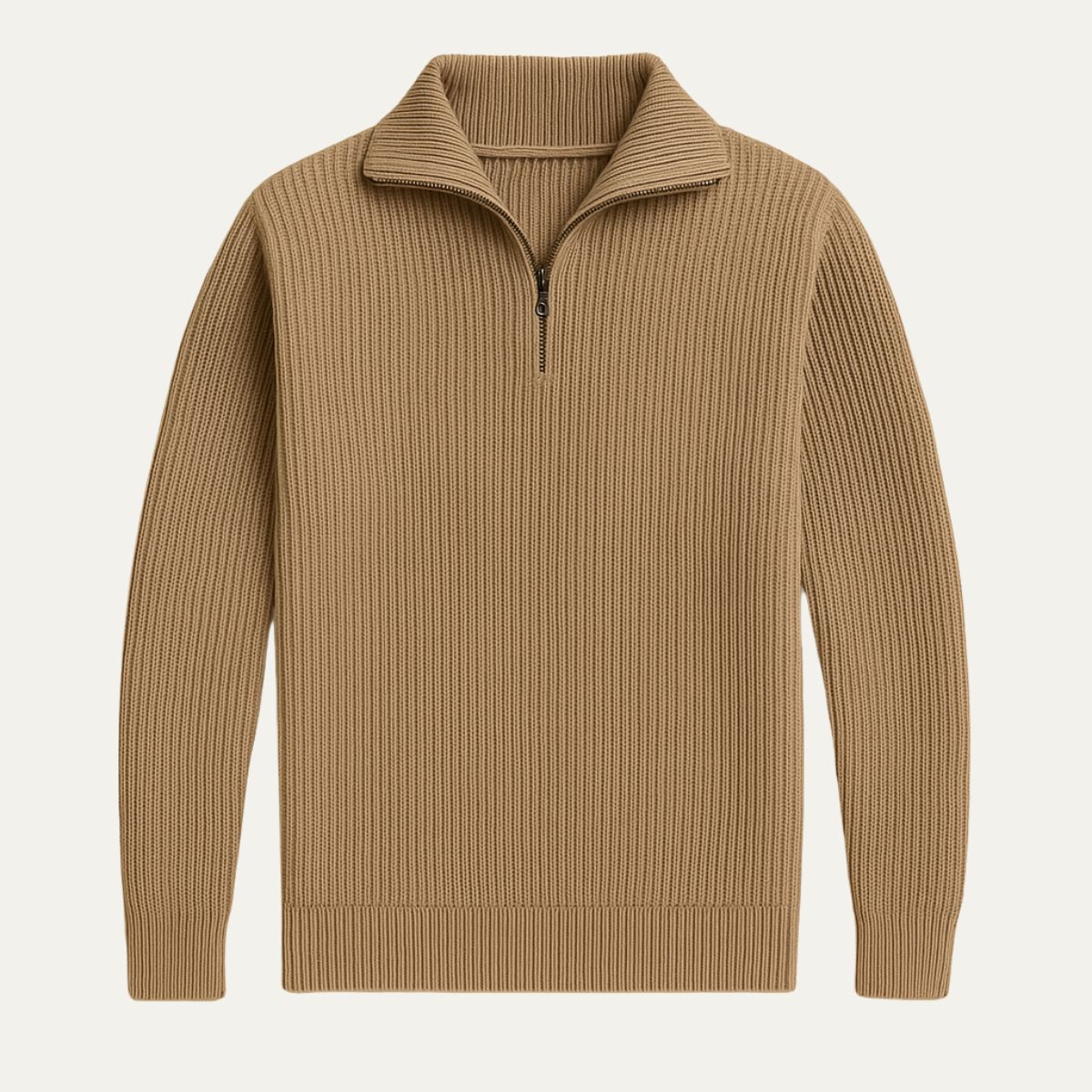 The Merino - Pull Demi Zip Homme Côtelé Laine Mérinos Confort