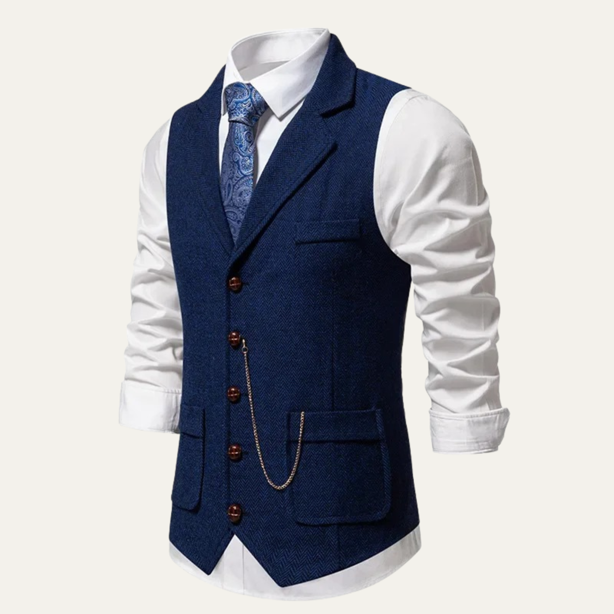 The Wallingford – Gilet Homme Sans Manches Laine Motif Chevrons Élégant