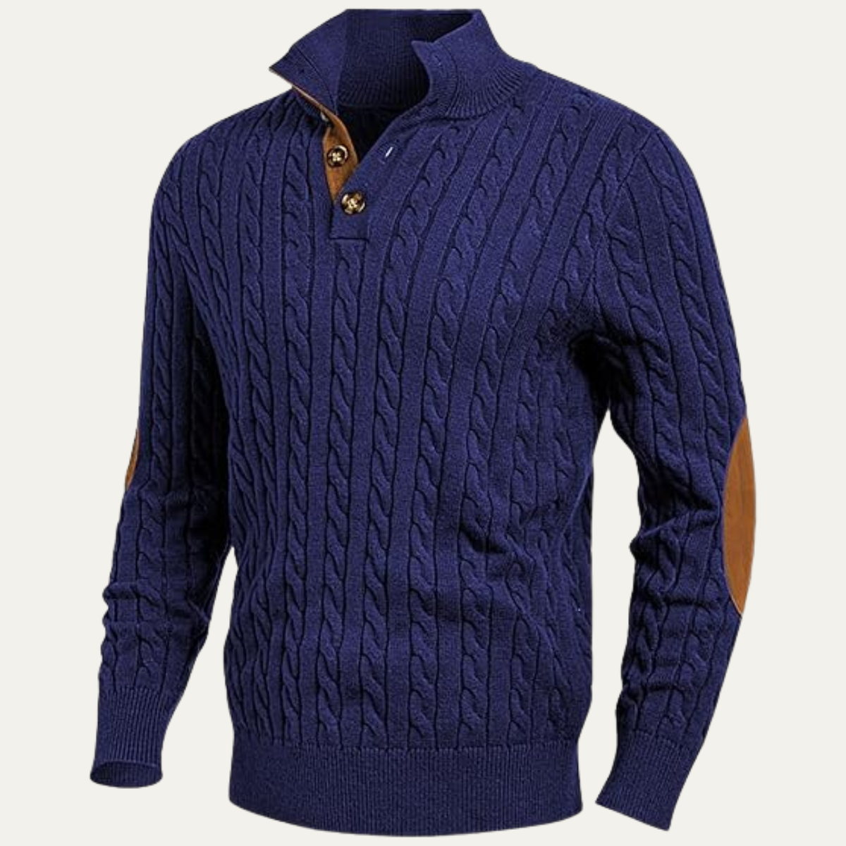 The Stamford – Pull homme col montant en maille torsadée