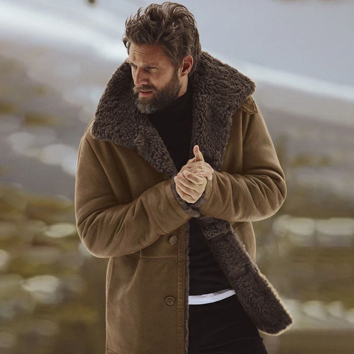 The Aspen - Manteau en peau lainée pour homme – Manteau d'hiver classique