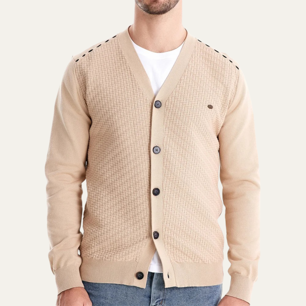 The Dulwich - Cardigan décontracté à col en V et boutons pour homme