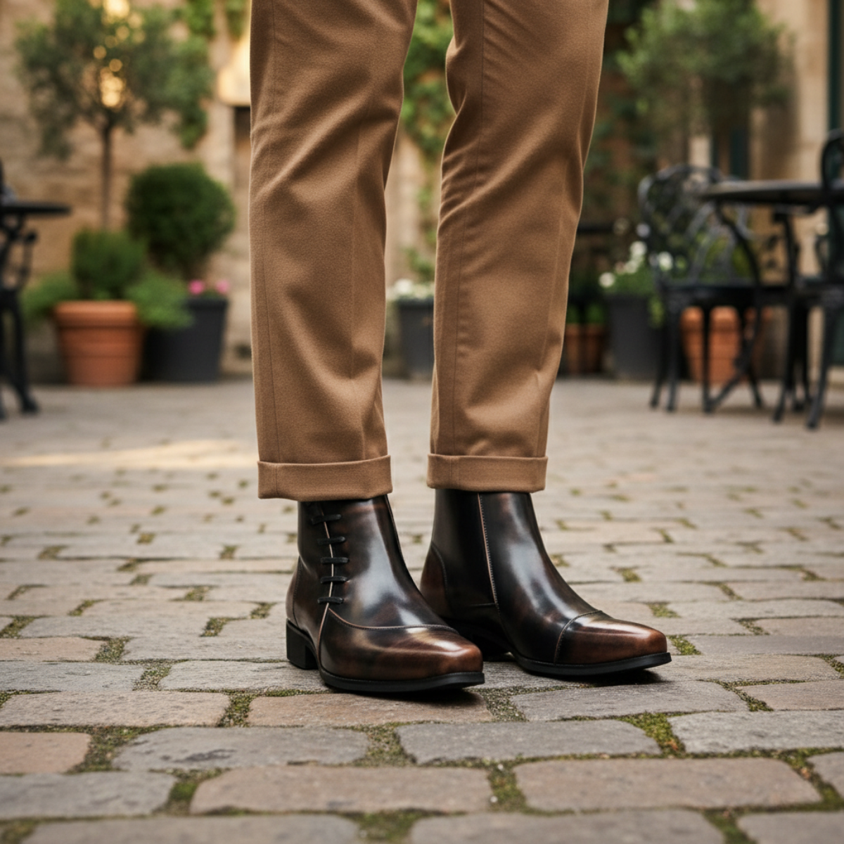 The Paisley - Bottes Chelsea à Lacets en Cuir Poli pour Hommes