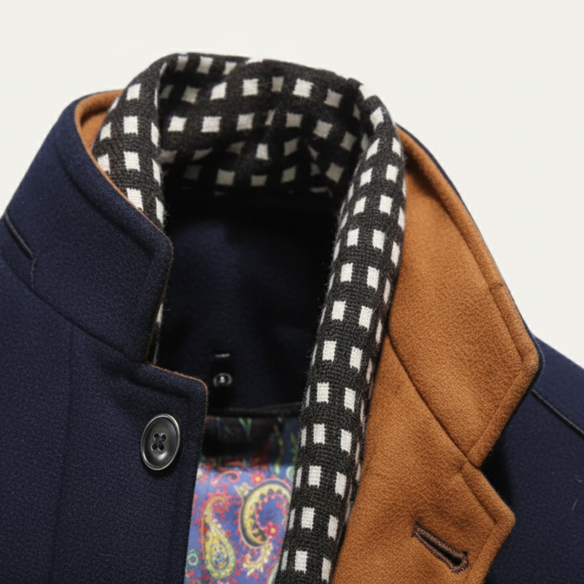 The Blenheim - Trench-coat en laine chic et décontracté pour homme avec col montant