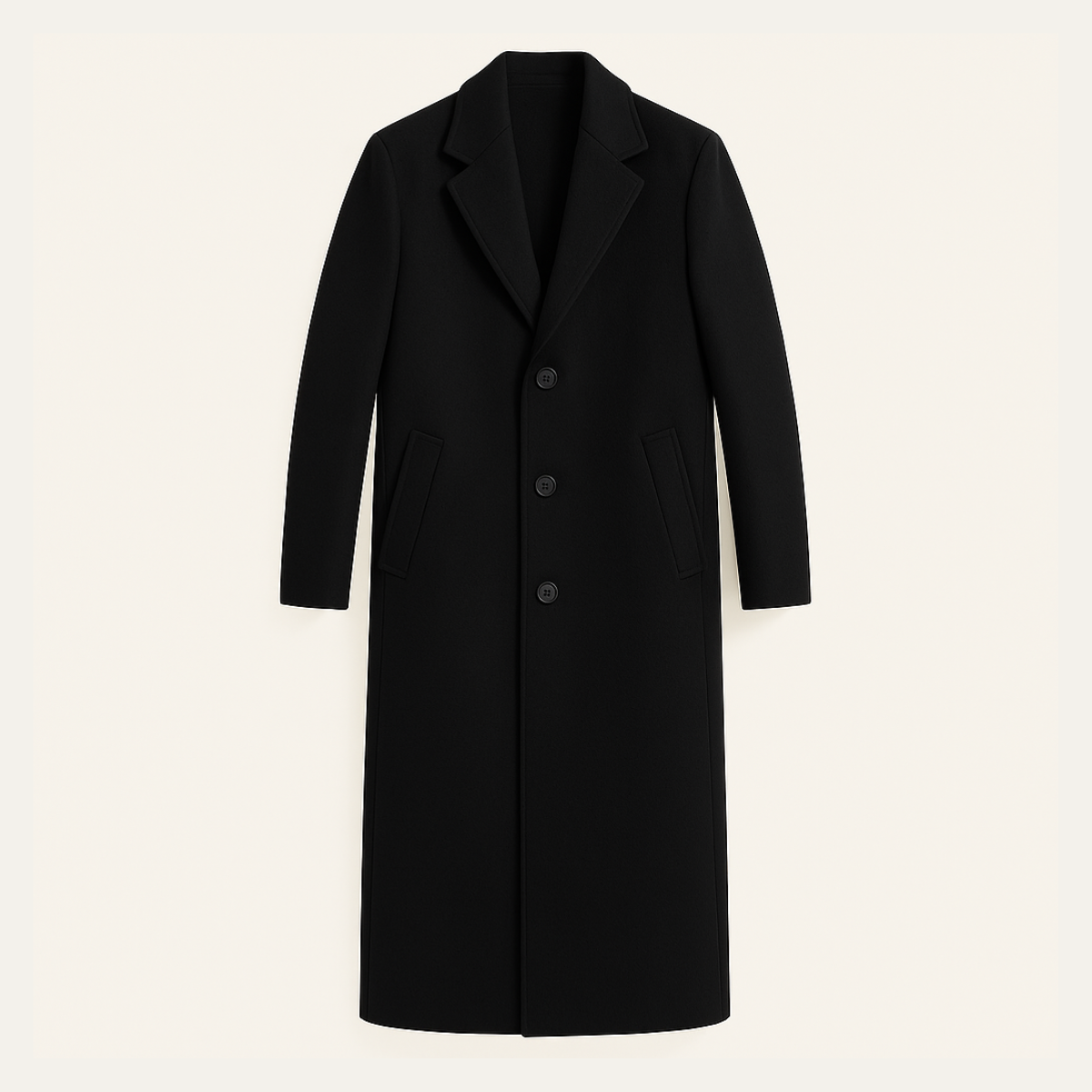 The Padstow - Manteau en Laine Noir Minimaliste Élégant pour Homme