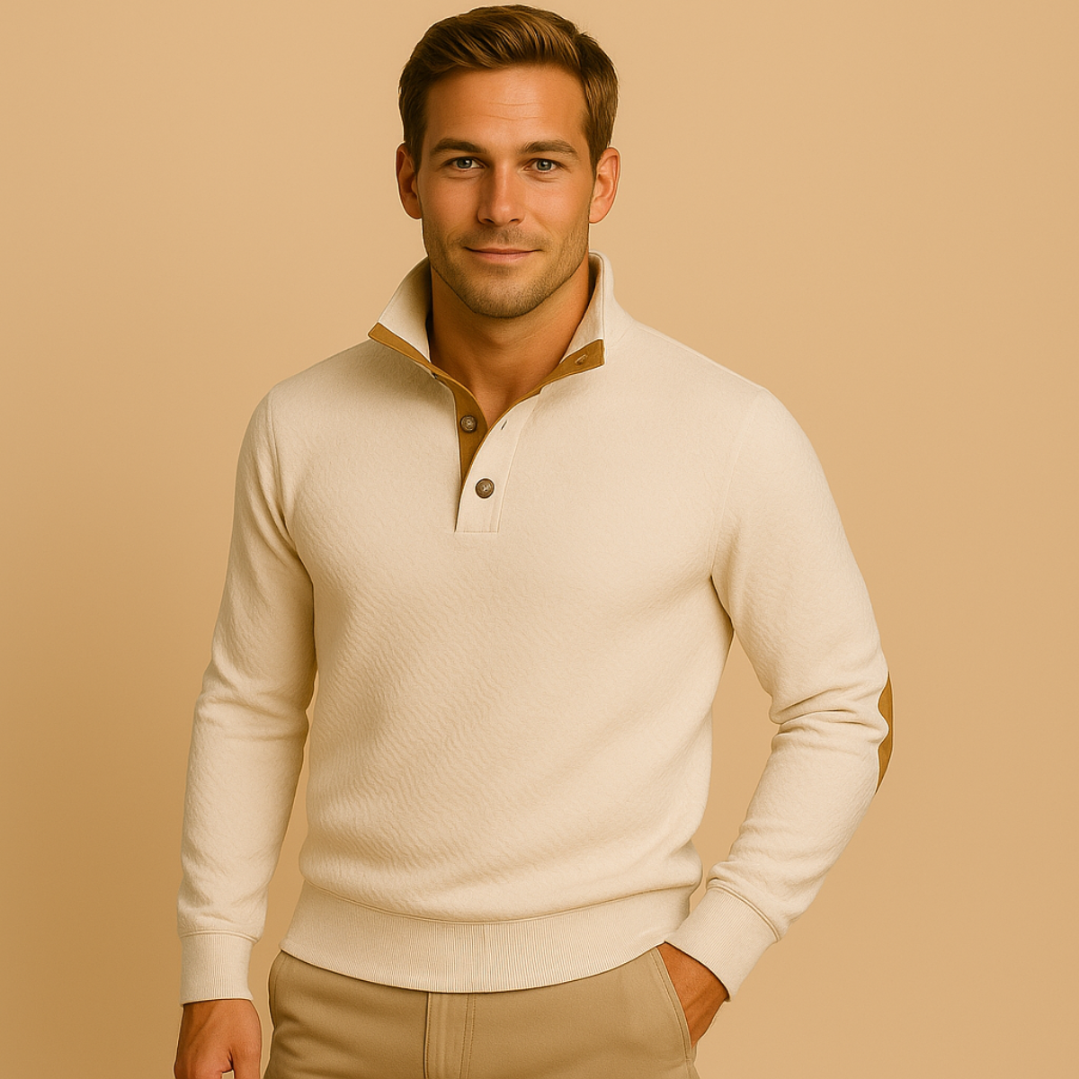 The Oxford – Pull Col Boutonné Homme Laine Mérinos Renforcé