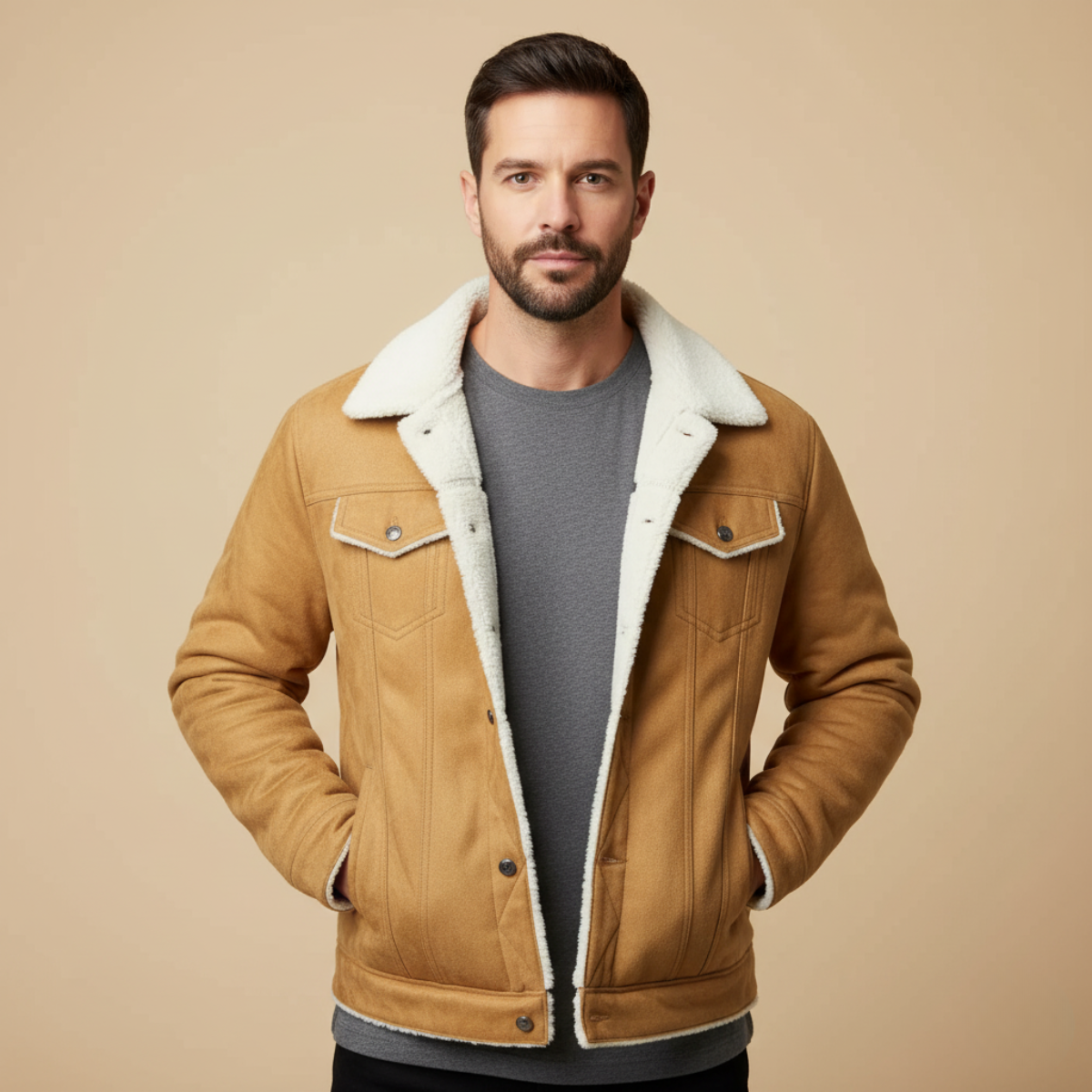 The Wrexham - Veste en Cuir Vintage Shearling pour Homme