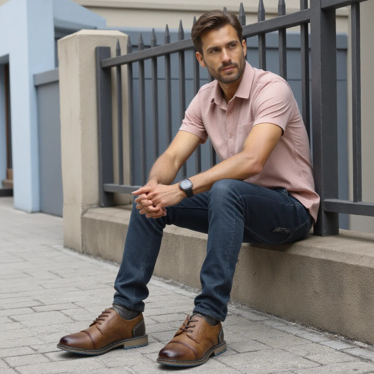The Monferrato Chaussures Oxford en cuir à lacets rétro pour hommes