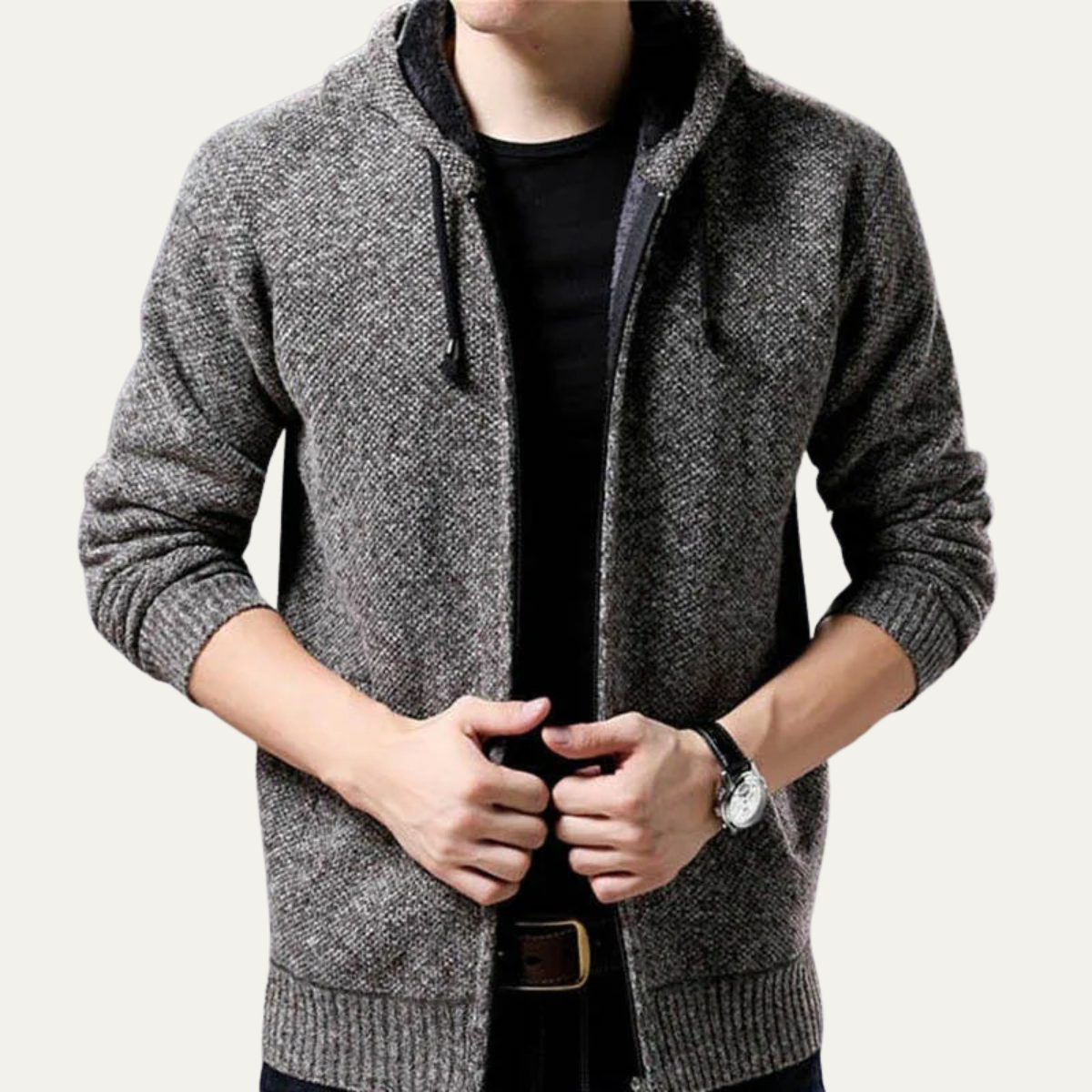 The Sutherland - Veste à Capuche Zippée Tricotée Décontractée pour Hommes