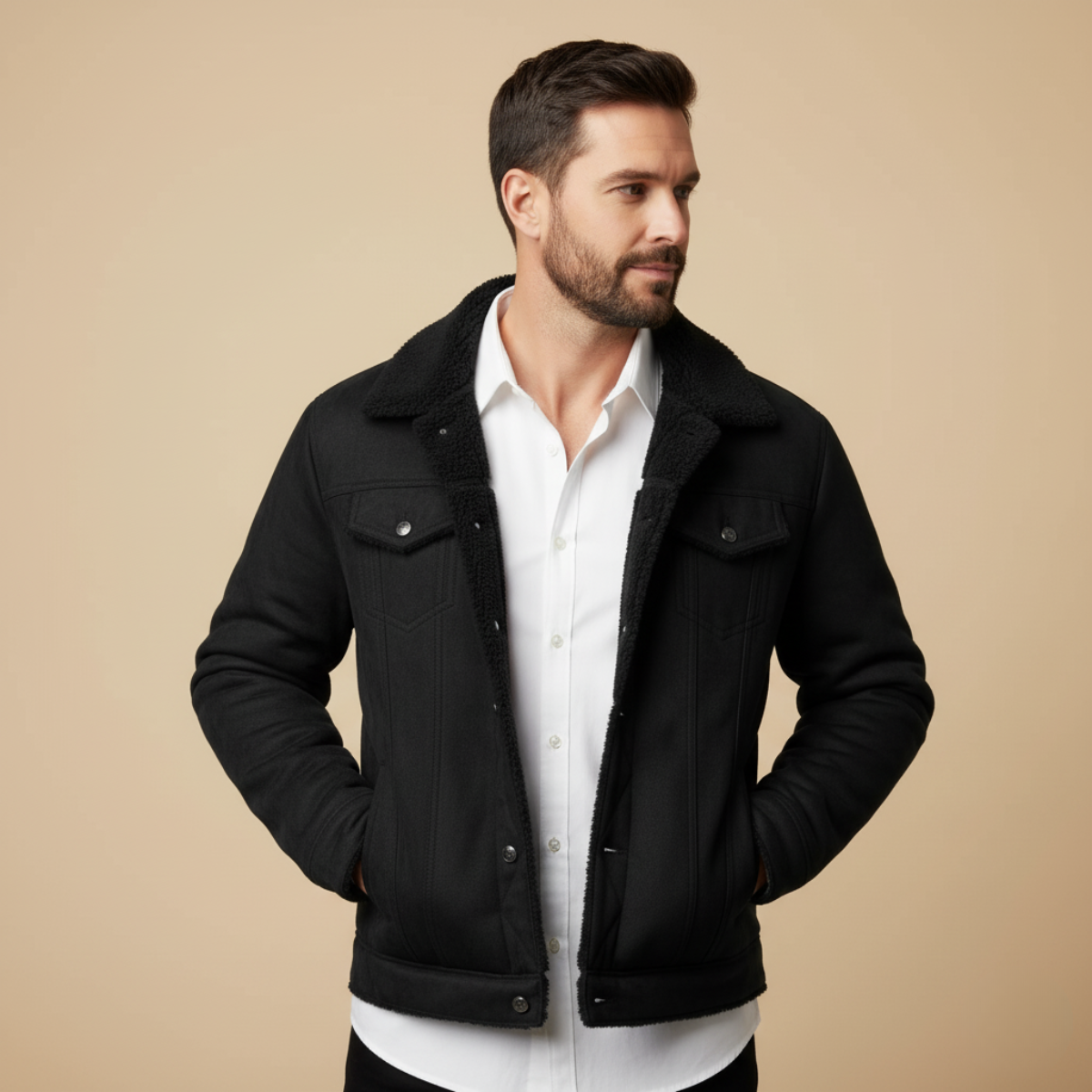 The Quebec - Veste en cuir suédé doublée polaire pour homme