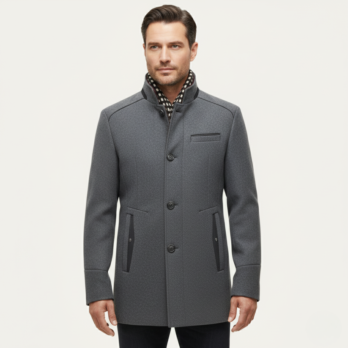 The Blenheim - Trench-coat en laine chic et décontracté pour homme avec col montant