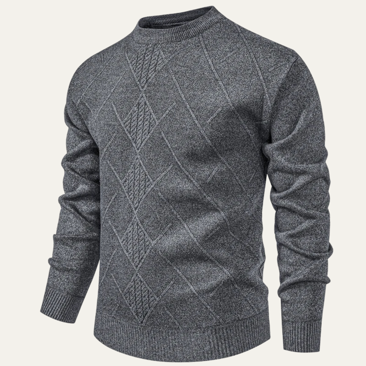 The North Ridge - Pull Tricoté à Col Rond en Motif Diamant Chaud pour Hommes