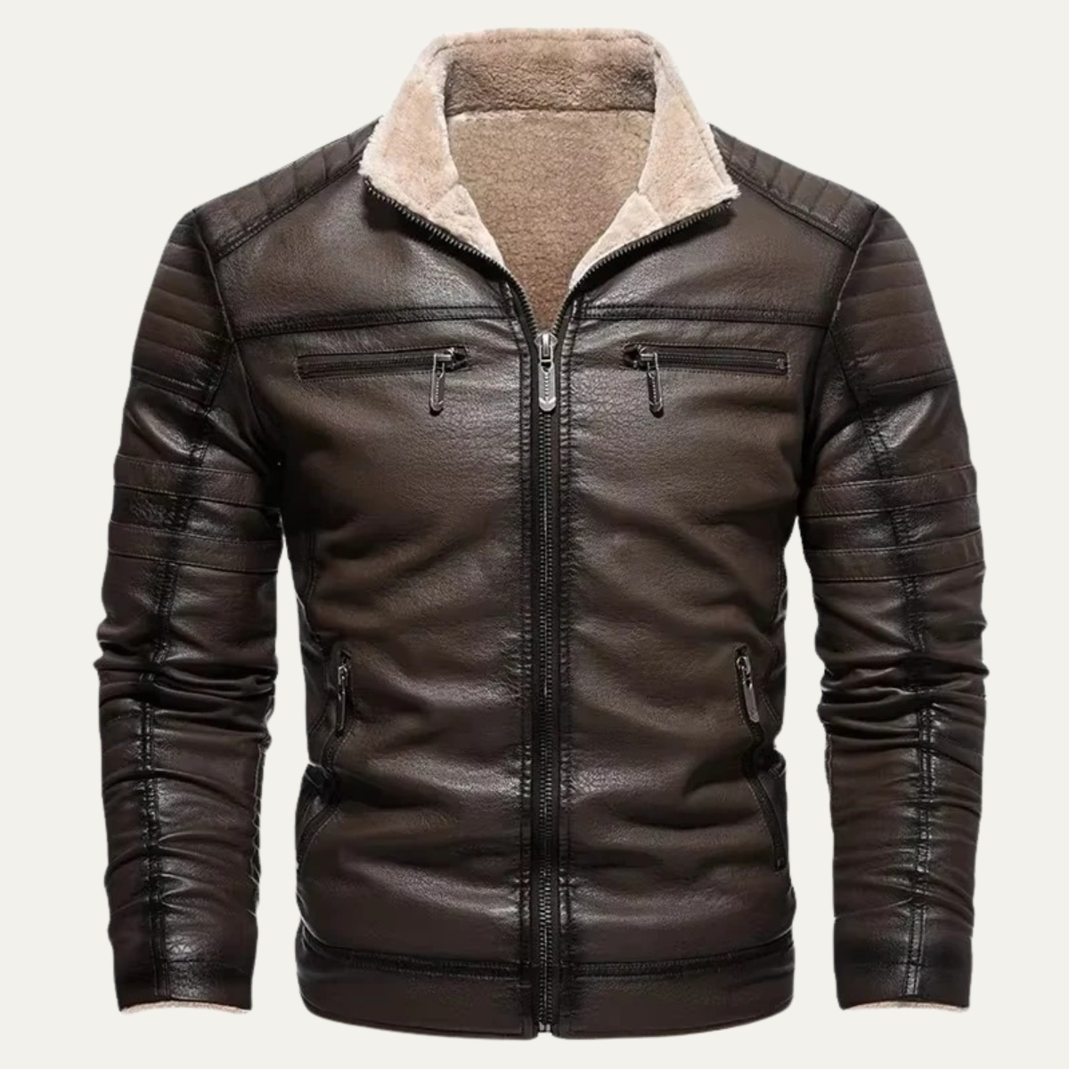 The Grayshire - Veste vintage en cuir pour homme doublée de peau de mouton