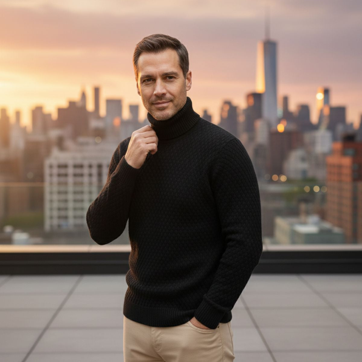 The Lavagna - Pull à col roulé épais en laine pour homme