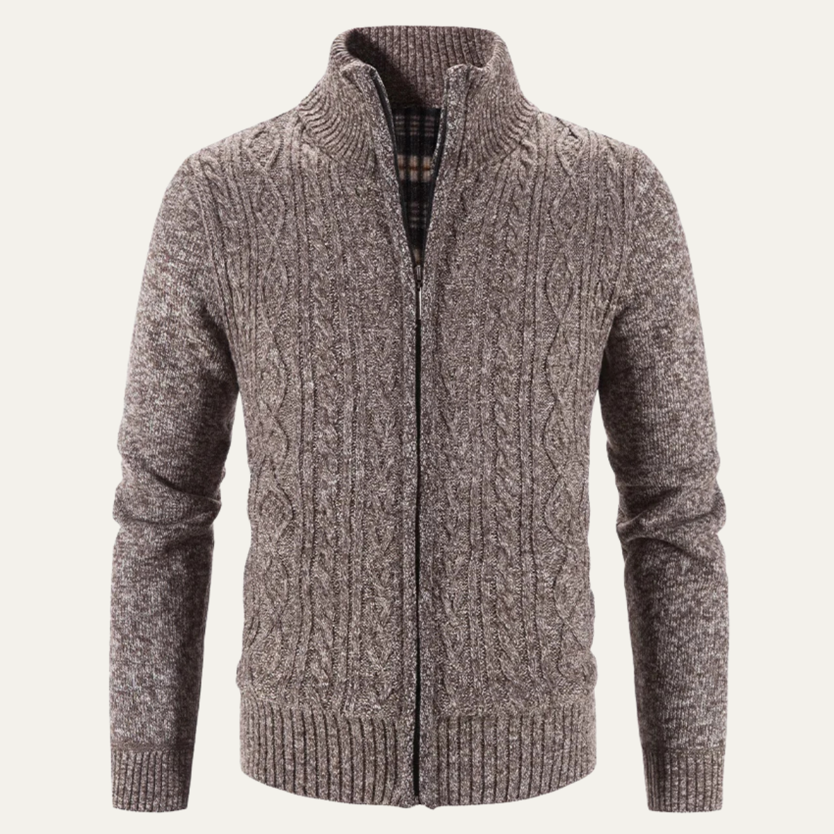 The Pienza - Veste Tricotée Zippée en Fleece Chaud pour Hommes