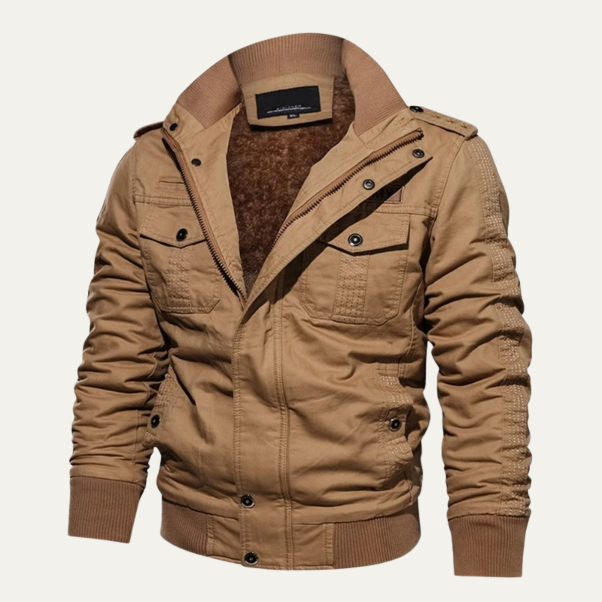 The Foxgate - Blouson aviateur coupe-vent doublé en peluche épaisse pour homme