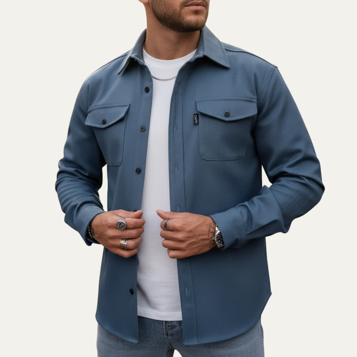 The Crossfield - Chemise en Mélange de Coton à Boutons Modernes pour Hommes