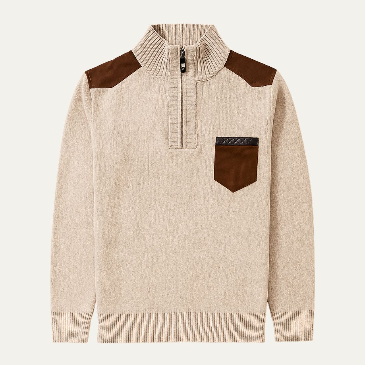 The Garrick - Pull Demi-Zip Patchwork  pour Hommes