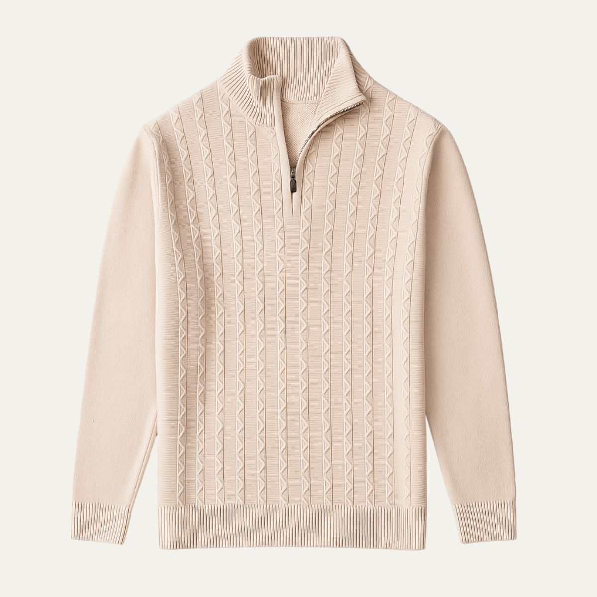 The Highclere Pull torsadé col zippé en cachemire pour homme
